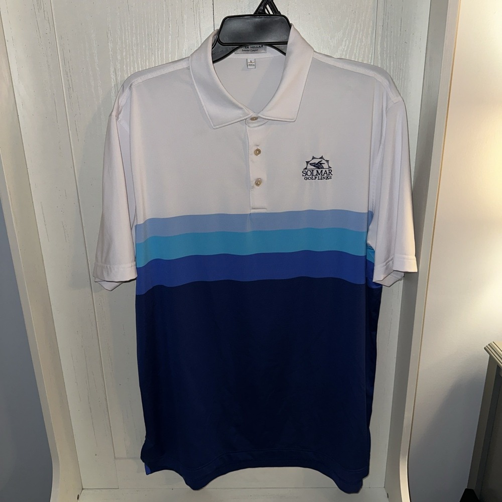 Peter Millar Mens Summer Comfort Macon Performance Shirt Large Solmar Golf Links